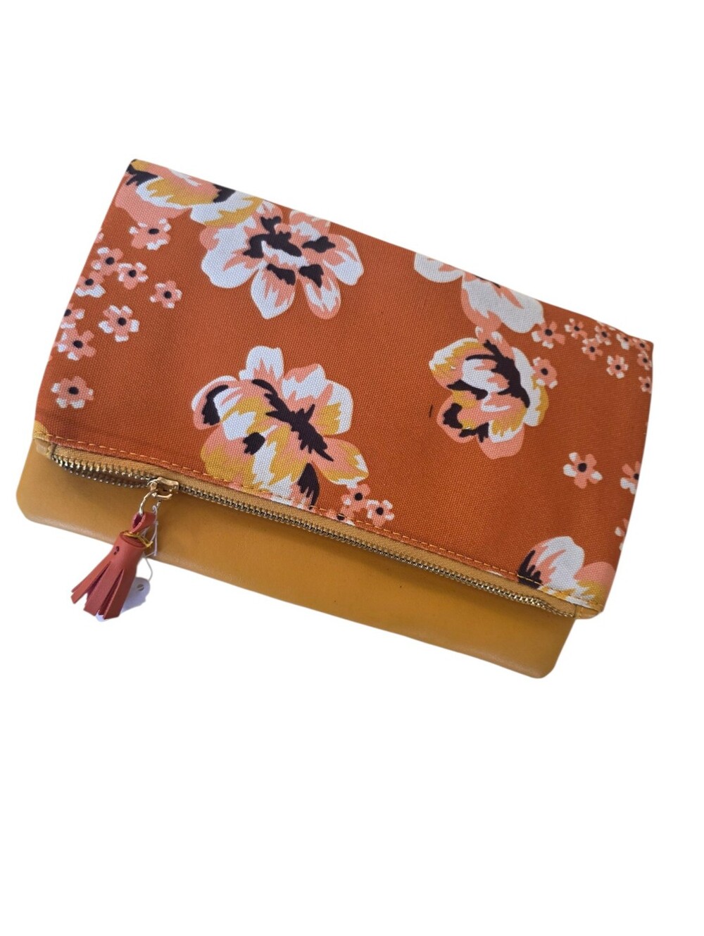 Rachel Pally Floral Fold-Over Clutch in Rust and Mustard
